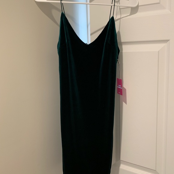 Green Velvet Mini Dress - Picture 1 of 5